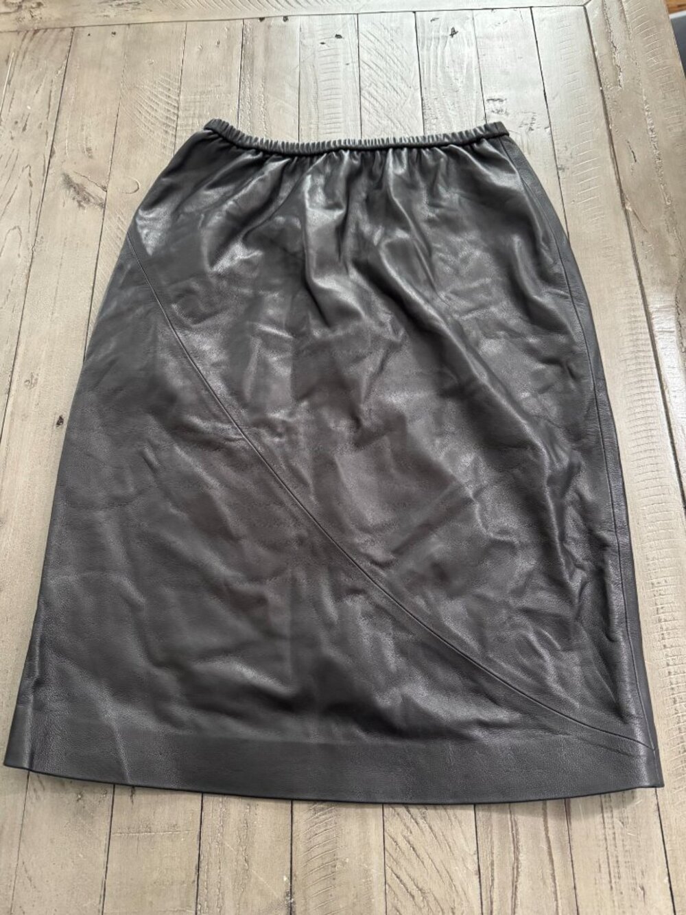 SPRWMN Leather Pencil Skirt Elastic Waist Black Size Small